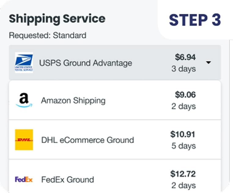 Amazon, DHL, FedEx, USPS shipping rates and delivery times for standard ground service