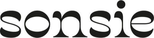 Black text "sonsie" in stylized lowercase font on white background